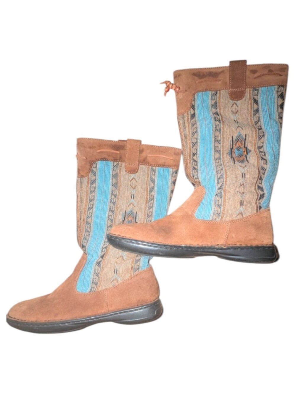 Minnetonka Southwestern Moccasin Boots‎ Leather Tribal Turquoise Womens Sz 11